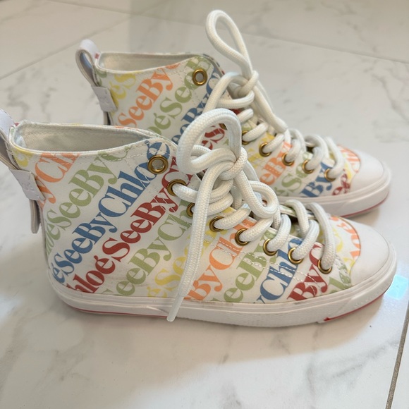See By Chloe Aranya White Hightop Sneakers - Picture 1 of 4